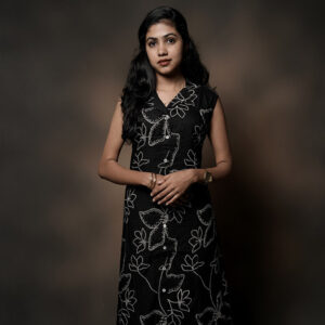 BLACK SHIRT COLLAR RAYON PRINTED CO-ORDES SET LN-1016